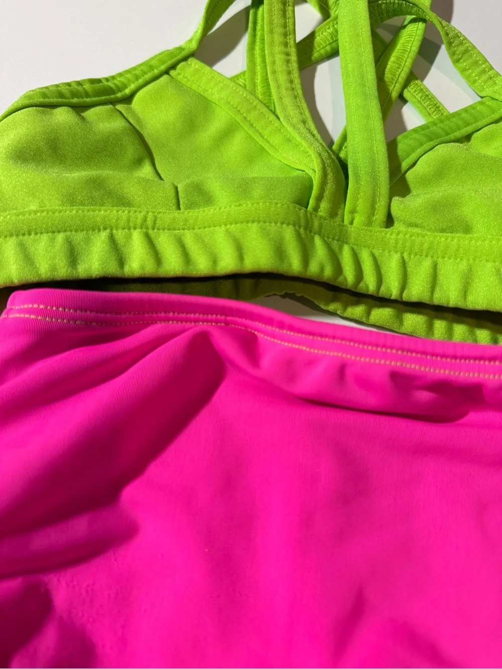 Neon Green & Hot Pink Dancewear set Child small